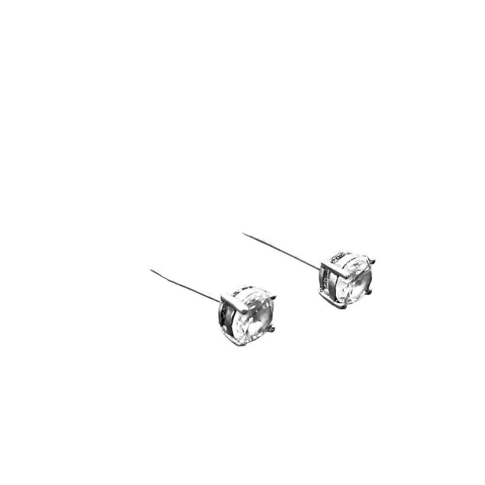 FAS 925 Sterling Silver Glass Round Stud Earrings Hoop Closure
